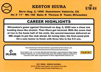 2021 Donruss - Retro 1987 Materials #87M-KH Keston Hiura Back