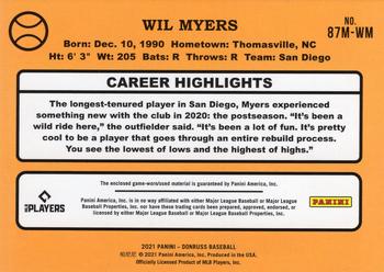 2021 Donruss - Retro 1987 Materials #87M-WM Wil Myers Back