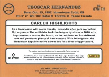 2021 Donruss - Retro 1987 Materials Red #87M-TH Teoscar Hernandez Back