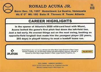 2021 Donruss - Highlights Vector #HI8 Ronald Acuna Jr. Back