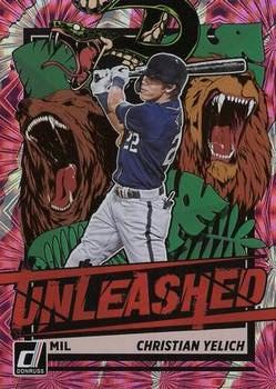 2021 Donruss - Unleashed Pink Fireworks #UNL20 Christian Yelich Front