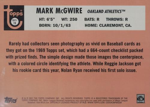 2021 Topps 70 Years of Topps Baseball (Series One) 5x7 #70YT-19 Mark McGwire Back