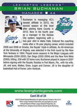 2013 Brandt Lexington Legends #28 Brian Buchanan Back