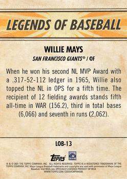 2021 Topps Opening Day - Legends of Baseball #LOB-13 Willie Mays Back