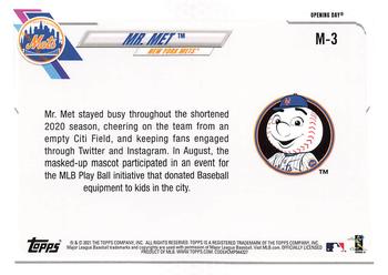 2021 Topps Opening Day - Mascots #M-3 Mr. Met Back