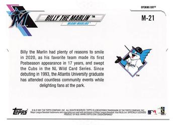 2021 Topps Opening Day - Mascots #M-21 Billy the Marlin Back