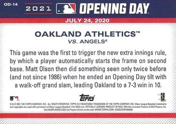 2021 Topps Opening Day - Opening Day #OD-14 Oakland Athletics Back