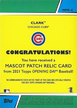 2021 Topps Opening Day - Mascots Patch Relic #MPR-C Clark Back