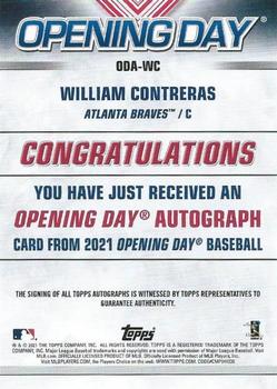 2021 Topps Opening Day - Opening Day Autographs #ODA-WC William Contreras Back