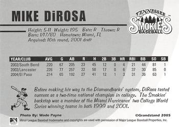 2005 Grandstand Tennessee Smokies #NNO Mike DiRosa Back