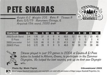 2005 Grandstand Tennessee Smokies #NNO Pete Sikaras Back