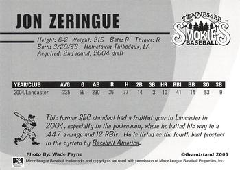 2005 Grandstand Tennessee Smokies #NNO Jon Zeringue Back