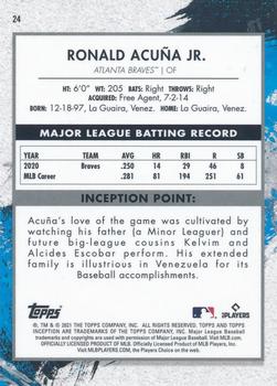 2021 Topps Inception - Green #24 Ronald Acuña Jr. Back