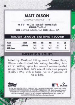 2021 Topps Inception - Green #44 Matt Olson Back