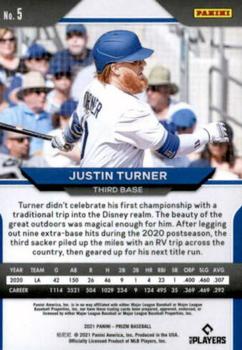 2021 Panini Prizm #5 Justin Turner Back