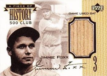 1999 Upper Deck Century Legends - A Piece of History 500 Club: Jimmie Foxx #NNO Jimmie Foxx Front