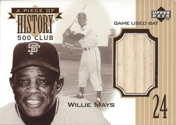 1999 SPx - A Piece of History 500 Club: Willie Mays #NNO Willie Mays Front