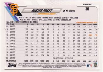 2021 Topps Opening Day - Opening Day Edition #30 Buster Posey Back