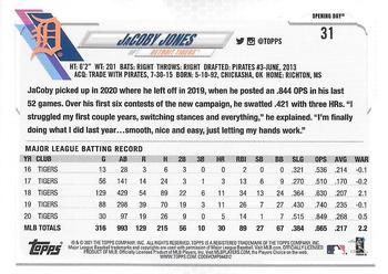 2021 Topps Opening Day - Opening Day Edition #31 JaCoby Jones Back
