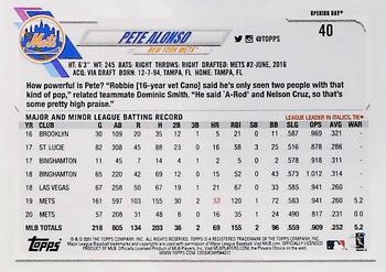 2021 Topps Opening Day - Opening Day Edition #40 Pete Alonso Back