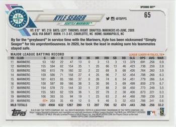 2021 Topps Opening Day - Opening Day Edition #65 Kyle Seager Back