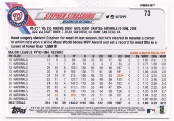 2021 Topps Opening Day - Opening Day Edition #73 Stephen Strasburg Back