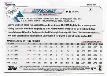 2021 Topps Opening Day - Opening Day Edition #80 Cody Bellinger Back