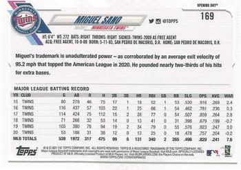 2021 Topps Opening Day - Opening Day Edition #169 Miguel Sano Back