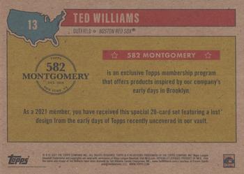 2020-21 Topps 582 Montgomery Club Set 2 #13 Ted Williams Back