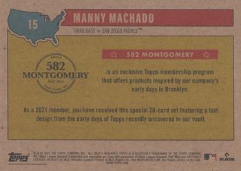2020-21 Topps 582 Montgomery Club Set 2 #15 Manny Machado Back