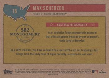 2020-21 Topps 582 Montgomery Club Set 2 #16 Max Scherzer Back
