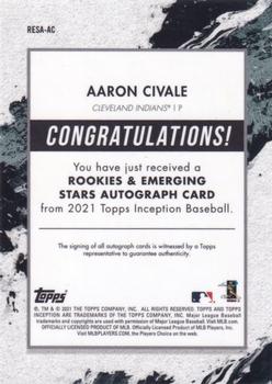 2021 Topps Inception - Rookies & Emerging Stars Autographs #RESA-AC Aaron Civale Back