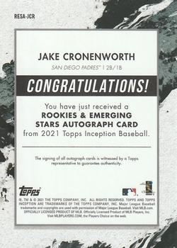 2021 Topps Inception - Rookies & Emerging Stars Autographs Green #RESA-JCR Jake Cronenworth Back