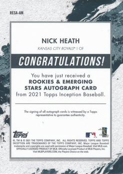2021 Topps Inception - Rookies & Emerging Stars Autographs Magenta #RESA-AM Nick Heath Back