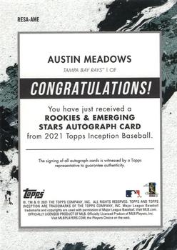 2021 Topps Inception - Rookies & Emerging Stars Autographs Blue #RESA-AME Austin Meadows Back