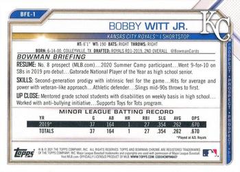 2021 Bowman 1st Edition #BFE-1 Bobby Witt Jr. Back