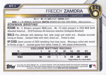 2021 Bowman 1st Edition #BFE-2 Freddy Zamora Back