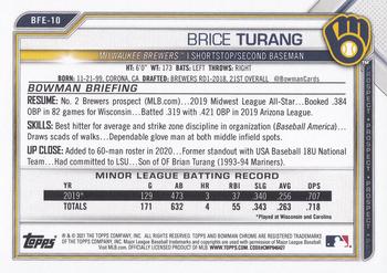 2021 Bowman 1st Edition #BFE-10 Brice Turang Back