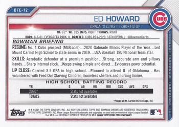 2021 Bowman 1st Edition #BFE-12 Ed Howard Back
