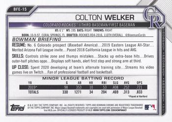 2021 Bowman 1st Edition #BFE-15 Colton Welker Back