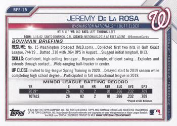 2021 Bowman 1st Edition #BFE-25 Jeremy De La Rosa Back