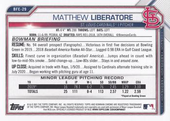 2021 Bowman 1st Edition #BFE-29 Matthew Liberatore Back