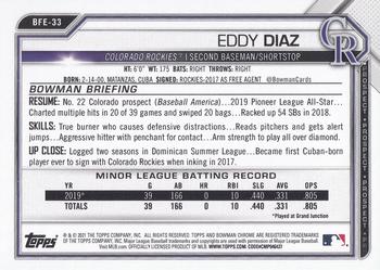 2021 Bowman 1st Edition #BFE-33 Eddy Diaz Back
