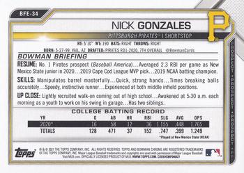 2021 Bowman 1st Edition #BFE-34 Nick Gonzales Back