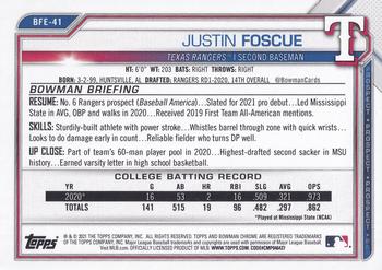 2021 Bowman 1st Edition #BFE-41 Justin Foscue Back