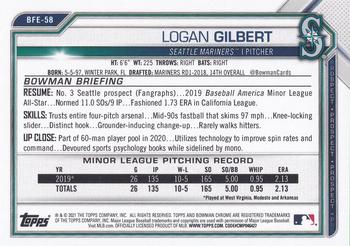 2021 Bowman 1st Edition #BFE-58 Logan Gilbert Back