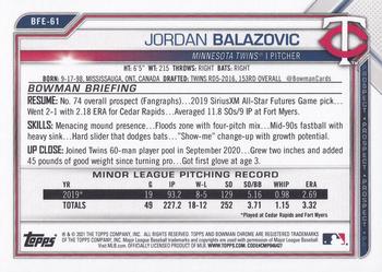 2021 Bowman 1st Edition #BFE-61 Jordan Balazovic Back