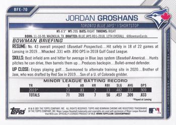 2021 Bowman 1st Edition #BFE-70 Jordan Groshans Back