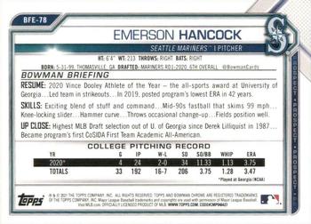 2021 Bowman 1st Edition #BFE-78 Emerson Hancock Back