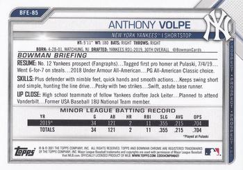 2021 Bowman 1st Edition #BFE-85 Anthony Volpe Back